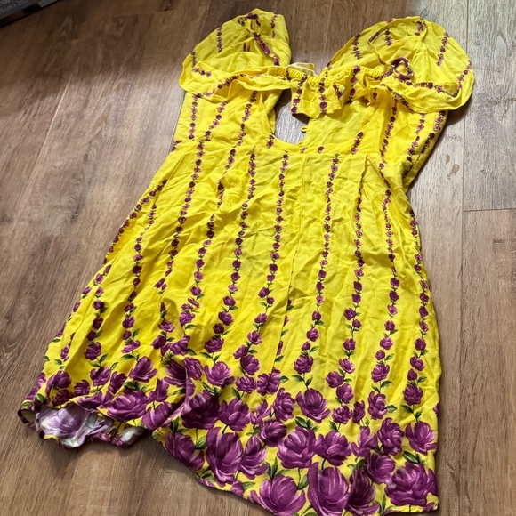 Floral Yellow and Purple Dress - Picture 2 of 2